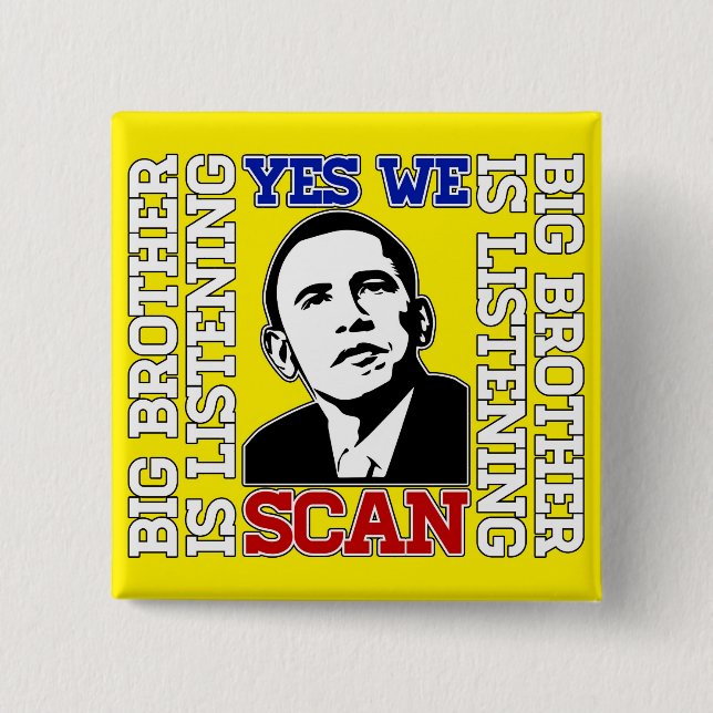 Badge Carré 5 Cm Obama oui nous bouton de balayage (Devant)