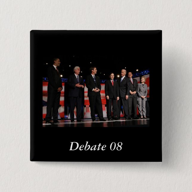 Badge Carré 5 Cm Obama-Première discussion (Devant)
