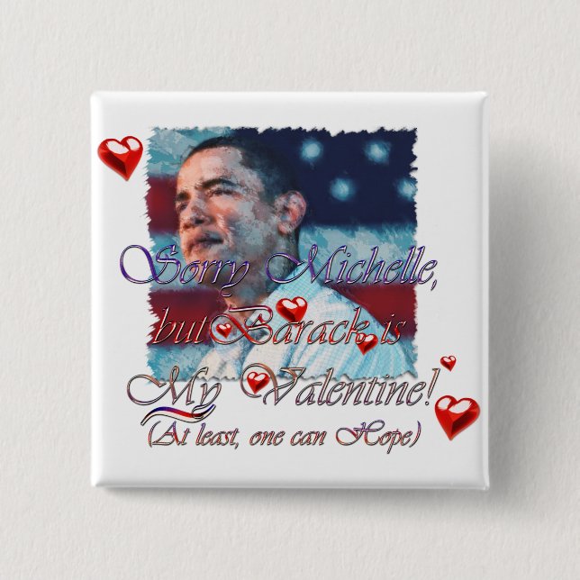 Badge Carré 5 Cm Obama Valentine, etc. (Devant)