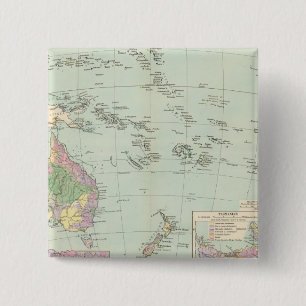 Badge Carré 5 Cm Océanie - Carte Atlas de l'Océanie