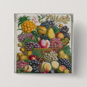 Badge Carré 5 Cm Octobre, de 'douze mois de fruits