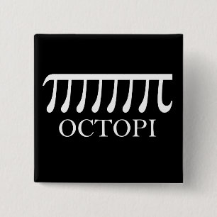 Badge Carré 5 Cm Octopi - Funny Pi Octopus Math