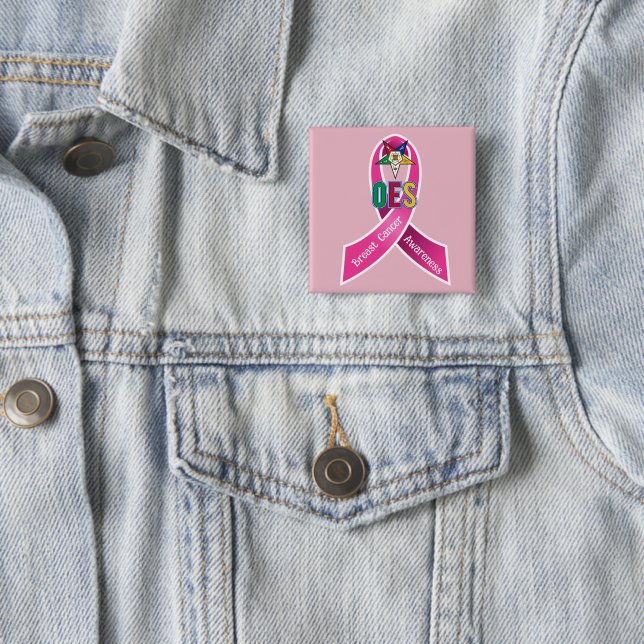 Badge Carré 5 Cm OES Sensibilisation au cancer du sein (En situation)