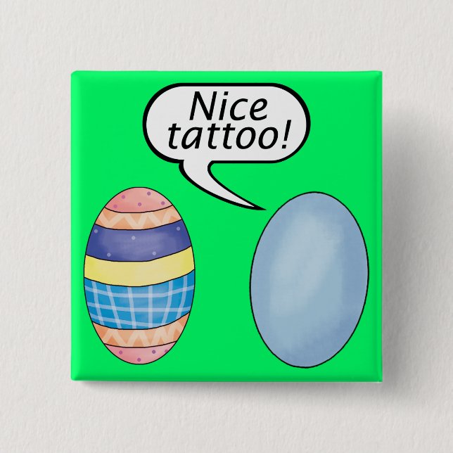Badge Carré 5 Cm Oeufs de pâques bons de tatouage (Devant)