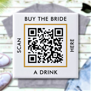 Badge Carré 5 Cm Offrez un verre à la mariée Code QR personnalisé E