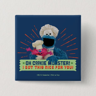 Badge Carré 5 Cm Oh Cookie Monster! J'ai eu ça de Nice pour vous
