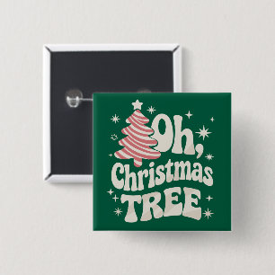 Badge Carré 5 Cm Oh Sapin Lumineux Joyeux Noël Xmas 