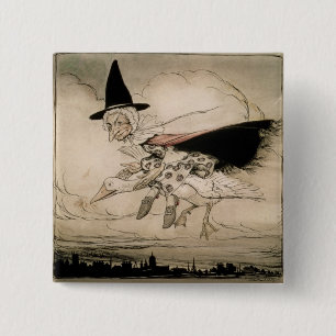 Badge Carré 5 Cm Oie de mère, frontispice de 'oie de mère l'Ol