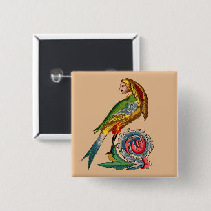 Badge Carré 5 Cm oiseau