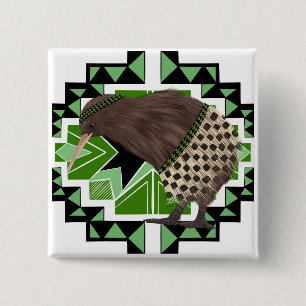 Badge Carré 5 Cm Oiseau national traditionnel néo-zélandais - Oisea