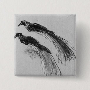 Badge Carré 5 Cm Oiseaux