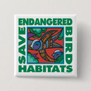 Badge Carré 5 Cm Oiseaux menacés