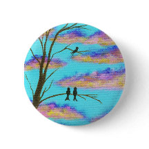 Oiseaux noirs sur l'art coloré de ciel de nuages
