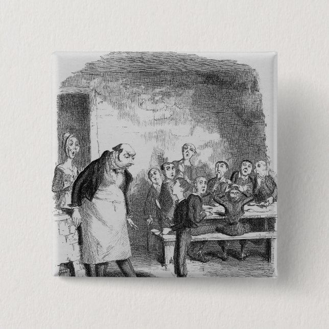 Badge Carré 5 Cm Oliver demandant plus (Devant)