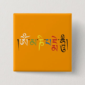 Badge Carré 5 Cm Om Mani Padme Hum Mantra Élégance
