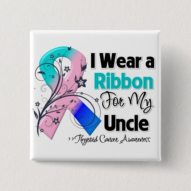 Badge Carré 5 Cm Oncle - Ruban Thyroïde Cancer (Devant)