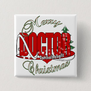 Badge Carré 5 Cm OPHTALMOLOGISTE d'ophtalmologue de NOËL