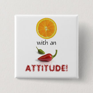 Badge Carré 5 Cm Orange avec une attitude II