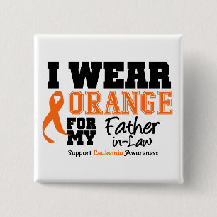 Badge Carré 5 Cm Orange d'usage de la leucémie I pour le beau-pèr