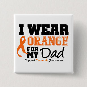 Badge Carré 5 Cm Orange d'usage de la leucémie I pour le papa