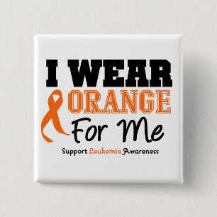 Badge Carré 5 Cm Orange d'usage de la leucémie I pour moi