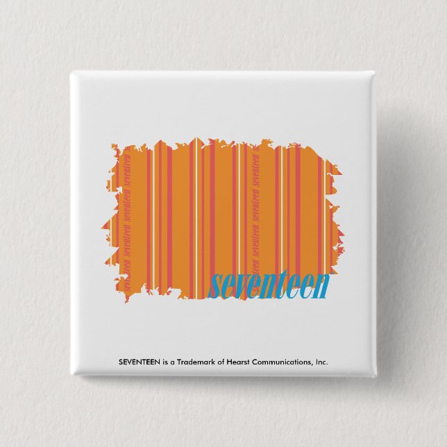 Badge Carré 5 Cm Orange mince 2 de rayures (Devant)