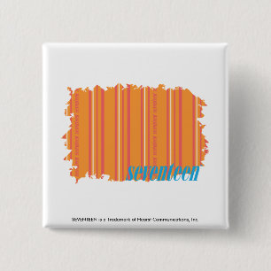 Badge Carré 5 Cm Orange mince 2 de rayures
