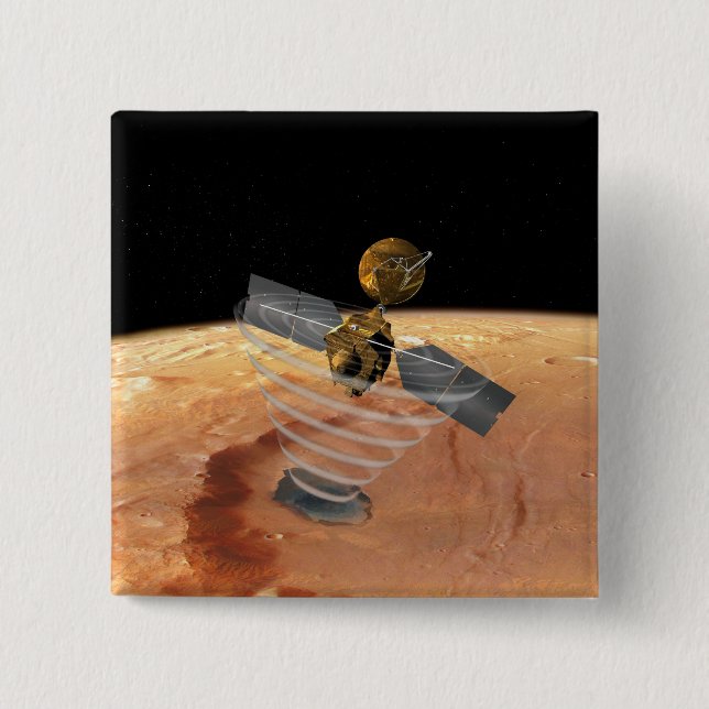 Badge Carré 5 Cm Orbiteur de reconnaissance Mars (Devant)