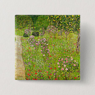 Badge Carré 5 Cm Orchard Gustav Klimt avec Rose