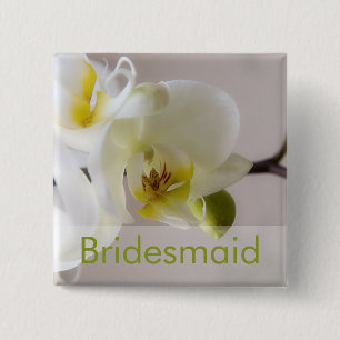 Badge Carré 5 Cm Orchidée blanche • Bouton de mariage