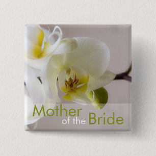 Badge Carré 5 Cm Orchidée blanche • Bouton de mariage