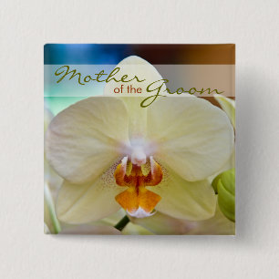 Badge Carré 5 Cm Orchidée • Mère du bouton de mariage de marié