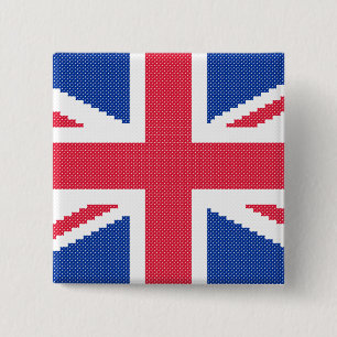 Badge Carré 5 Cm Original cross-stitch design Union Jack