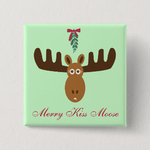 Badge Carré 5 Cm Orignaux de baiser de Head_Mooseltoe_Merry