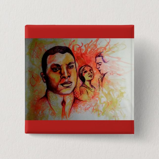 Badge Carré 5 Cm Oscar Micheaux - bouton noir de cinéaste (Devant)