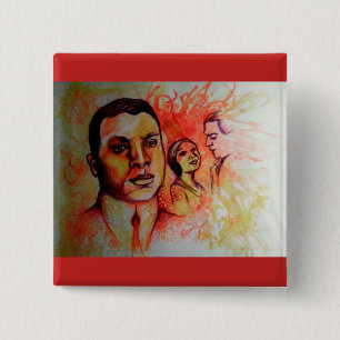 Badge Carré 5 Cm Oscar Micheaux - bouton noir de cinéaste