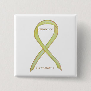 Badge Carré 5 Cm Ostéosarcome Yellow Awareness Ruban Personnalisé P