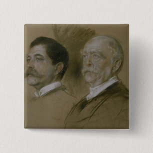 Badge Carré 5 Cm Otto von Bismarck et son fils Herbert