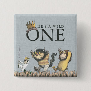 Badge Carré 5 Cm Où sont les monstres 1er Anniversaire