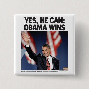 Badge Carré 5 Cm Oui il peut : Obama gagne le bouton
