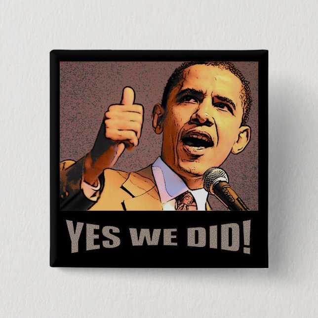 Badge Carré 5 Cm Oui nous avons fait ! Bouton (Devant)