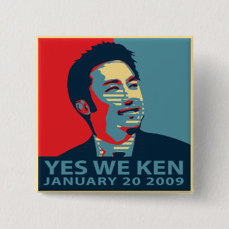 Badge Carré 5 Cm Oui nous bouton de Ken (Obama)