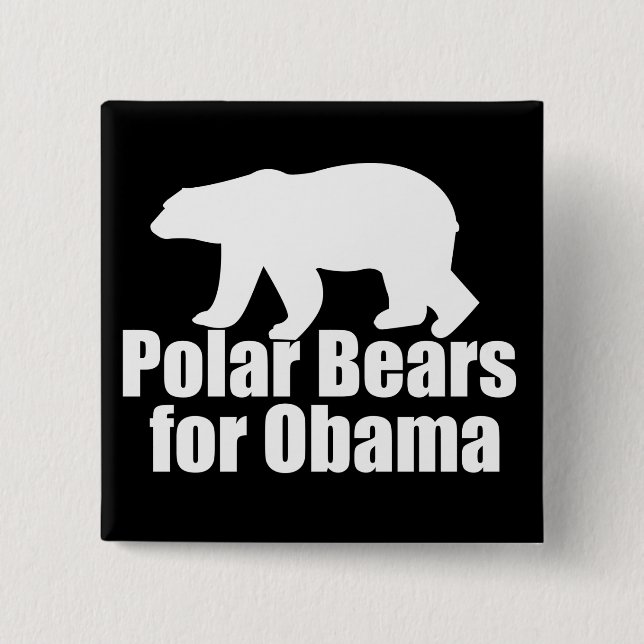 Badge Carré 5 Cm Ours blancs pour Obama (Devant)