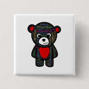 Badge Carré 5 Cm Ours de nounours avec le clipart inspiré des