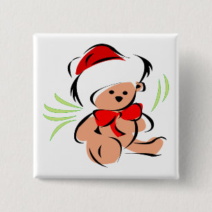 Badge Carré 5 Cm Ours de nounours mignon de Noël