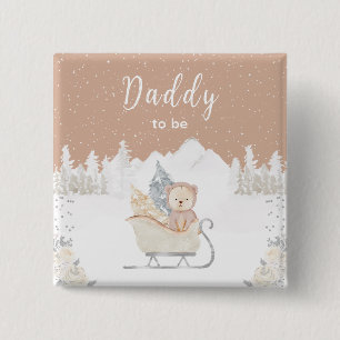 Badge Carré 5 Cm Ours D'Hiver Brown Sleigh Daddy Être