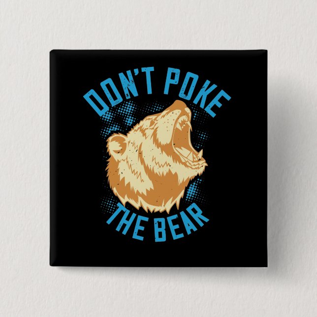 Badge Carré 5 Cm Ours - Ne posez pas l'ours (Devant)