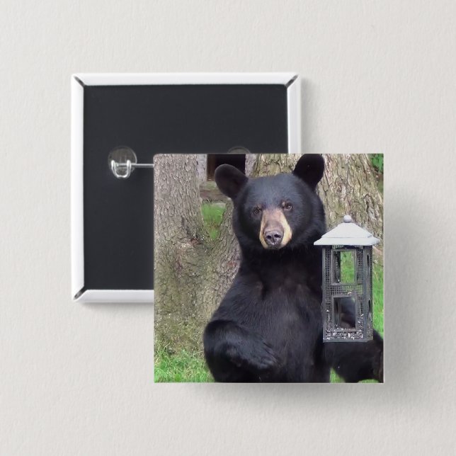 Badge Carré 5 Cm Ours noir (Devant & derrière)
