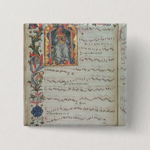 Badge Carré 5 Cm Page de notation musicale avec historiated