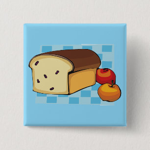 Badge Carré 5 Cm Pain aux raisins et pommes rouges
